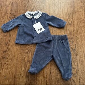 il Gufo Navy Kids 2 piece Set size 1 month cute soft NWT embroidered